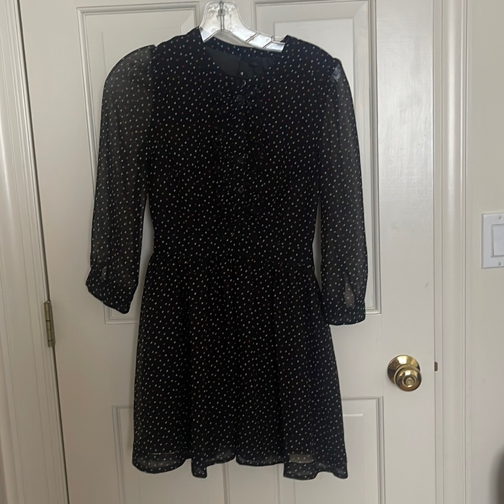 Forever 21 mini black dress with little multi color polka dots